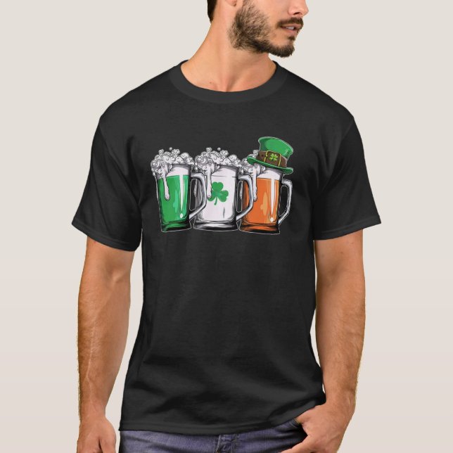 Camiseta Irish Beer Ireland Flag St Patricks Day Men Women  (Frente)