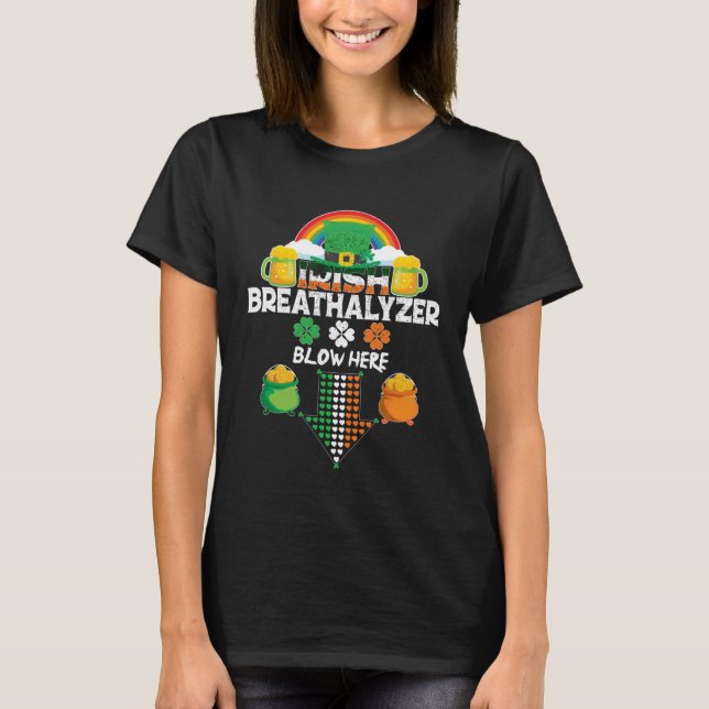 Camiseta Irish Breathalyzer Blow Here Rua Paddy Day (Frente)