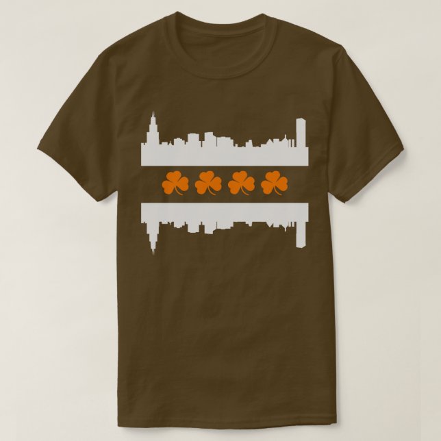 Camiseta Irish Chicago Skyline Flag (Frente do Design)