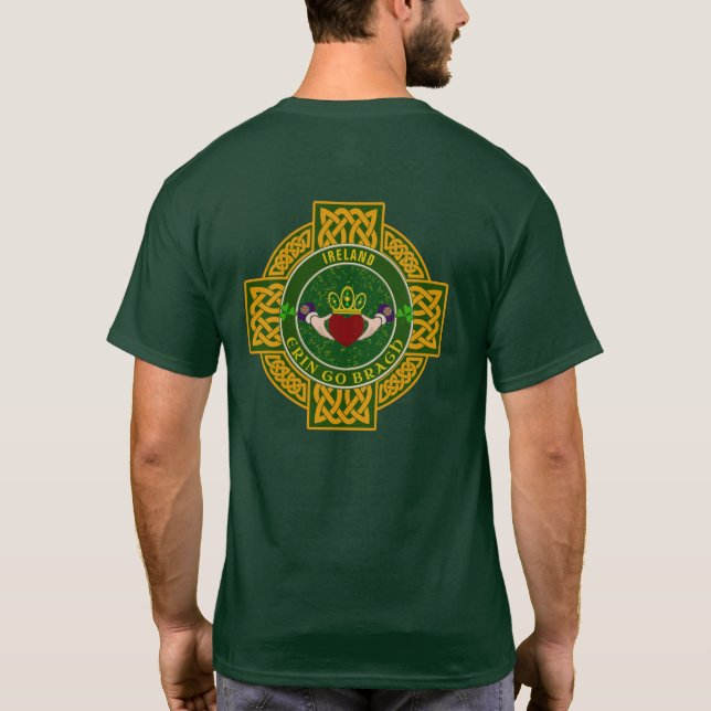 Camiseta Irish Claddagh com Ouro Celtic Cross Personalizado (Verso)