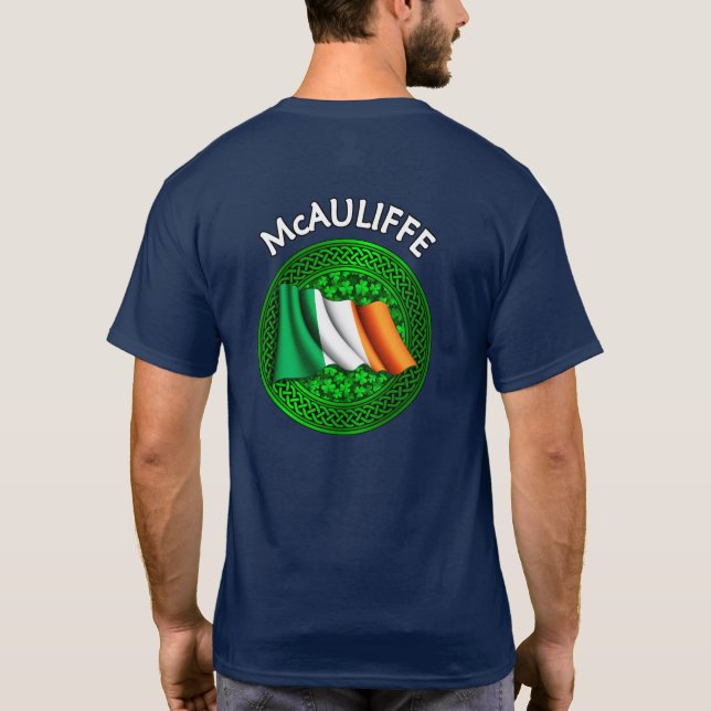 Camiseta Irish Flag Clover Celtic Knot - McAuliffe (Verso)