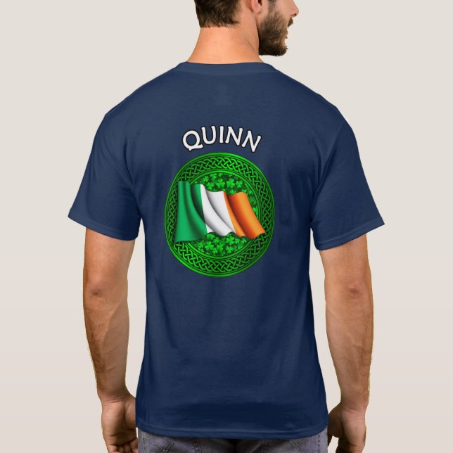 Camiseta Irish Flag Clover Celtic Knot - Quinn (Verso)