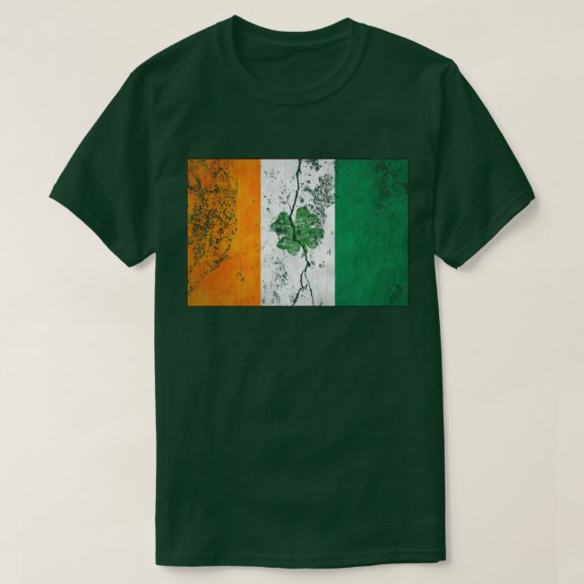 Camiseta Irish Flag Shamrock (Em Coloração) (Frente do Design)