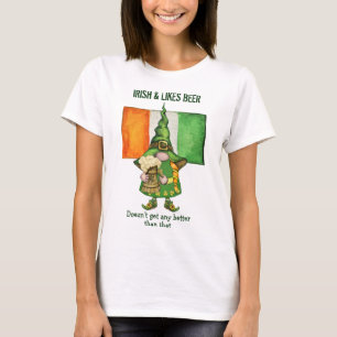 Camiseta Irish Girl Gnomo Gosta De Cerveja