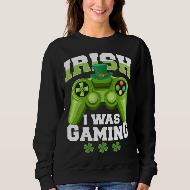 Camiseta Irish I Was Gaming saint patricks day mens boys (Frente)