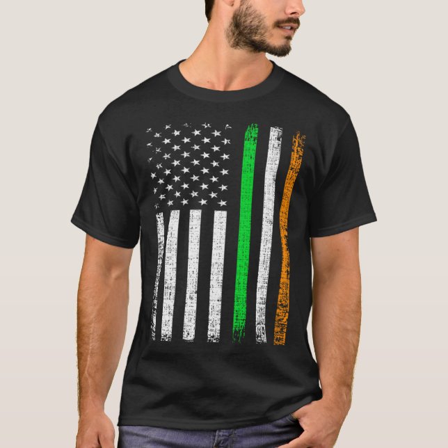 Camiseta Irish Ireland Flag Patriotic American Flag St Patr (Frente)