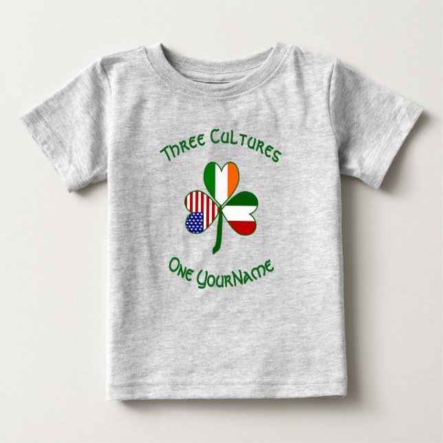 Camiseta Irish Irish American Flags Italiano Shamrock Seu N (Frente)