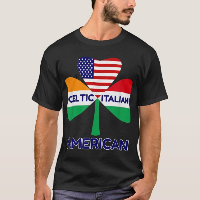 Camiseta Irish Italiana Flag E Celular American Shamrock Pr (Frente)