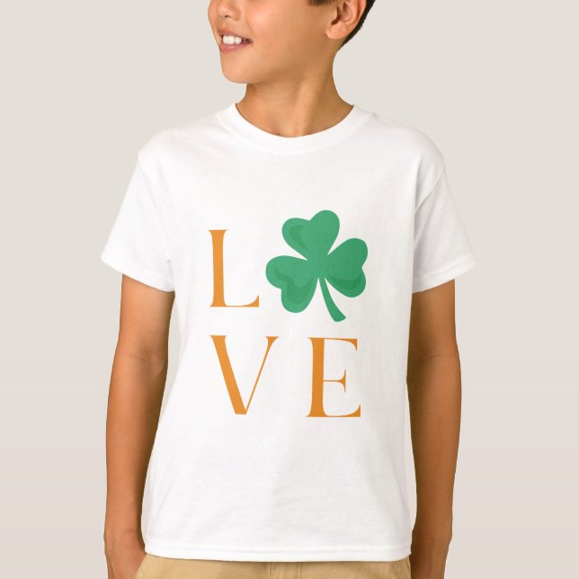 Camiseta Irish Love Clover Shamrock Green e Orange (Frente)