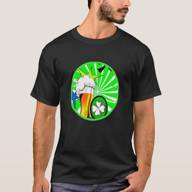Camiseta Irish lucky shamrock with beer mug St Patricks Day (Frente)