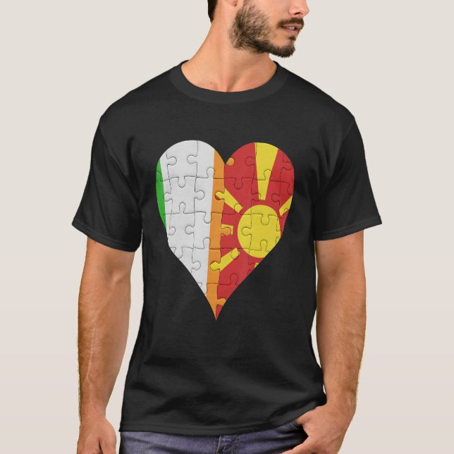 Camiseta Irish Macedonian Flag Heart (Frente)