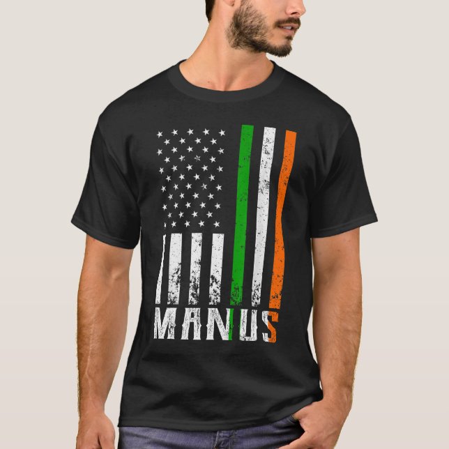 Camiseta Irish MANUS Family American Flag Irlanda (Frente)
