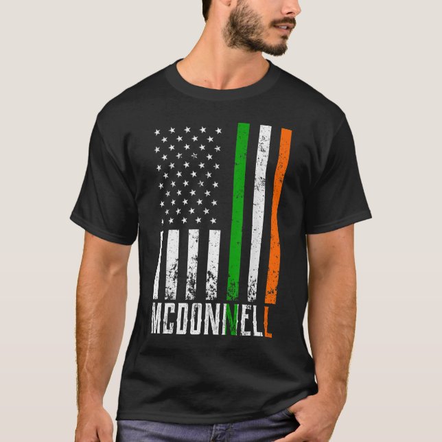 Camiseta Irish MCDONNELL Family American Flag Irlanda Flag (Frente)
