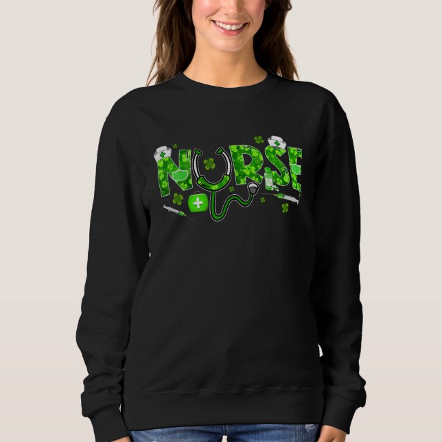 Camiseta Irish Nurse Shamrock Stethoscope St Patrick's Day  (Frente)