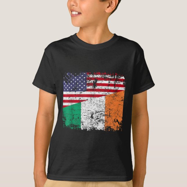Camiseta IRISH ROOTS Half American Flag IRLANAND (Frente)
