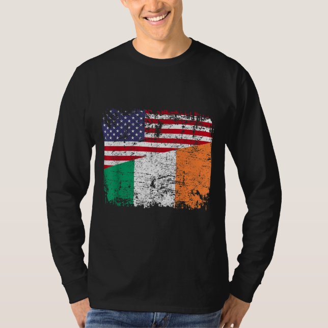 Camiseta IRISH ROOTS Half American Flag IRLANAND (Frente)