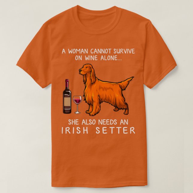 Camiseta Irish Setter and wine Funny dog  (Frente do Design)
