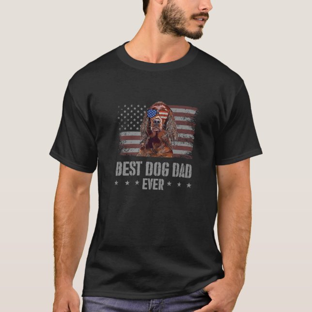 Camiseta Irish Setter Best Dog Pai Alguma Vez Retroamerican (Frente)