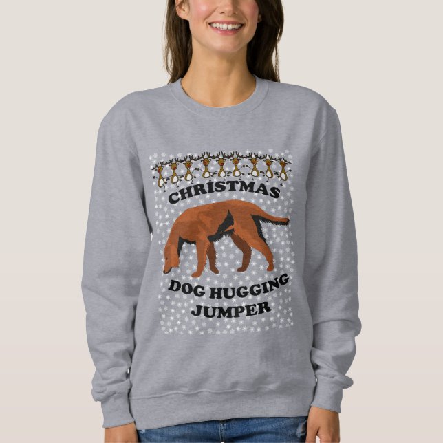 Camiseta Irish Setter dog Christmas Dog Hugging (Frente)