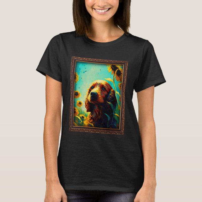Camiseta Irish Setter Painting Sunflower Flower Mom Women F (Frente)