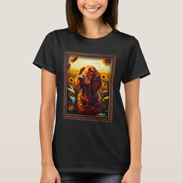 Camiseta Irish Setter Painting Sunflower Flower Mom Women F (Frente)