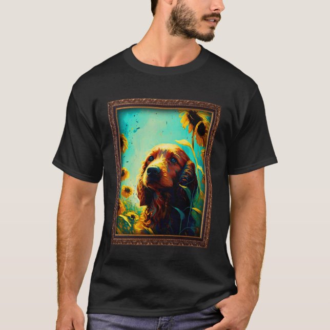 Camiseta Irish Setter Painting Sunflower Flower Mom Women F (Frente)