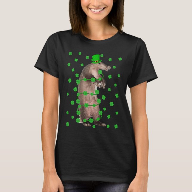 Camiseta Irish Shamrock Leprechaun Aardvark St Patrick's Da (Frente)