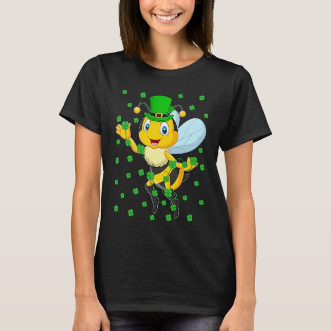 Camiseta Irish Shamrock Leprechaun Bee St Patrick's Day (Frente)