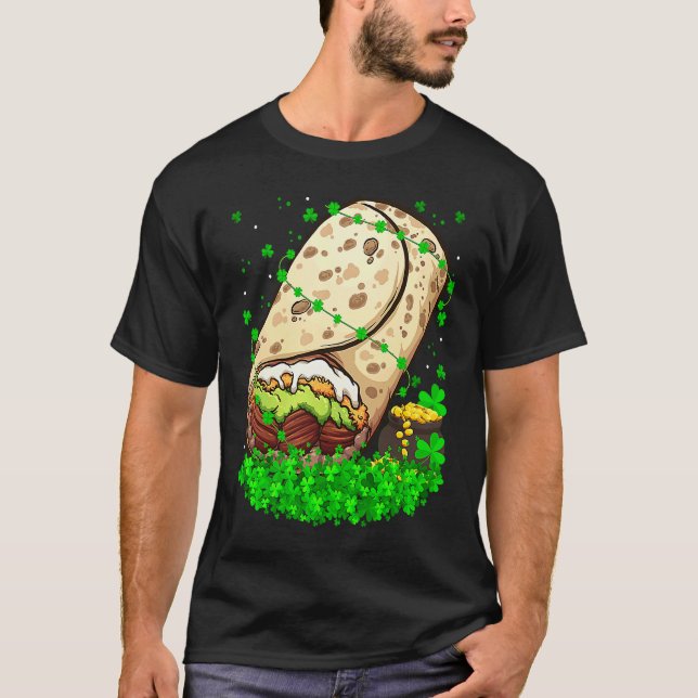 Camiseta Irish Shamrock Leprechaun Burrito St Patrick's Day (Frente)