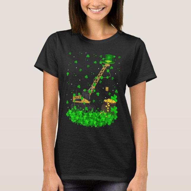 Camiseta Irish Shamrock Leprechaun Crane St Patrick's Day (Frente)