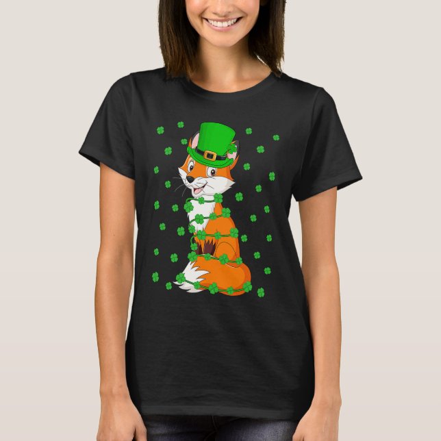 Camiseta Irish Shamrock Leprechaun Fox St Patrick's Day (Frente)