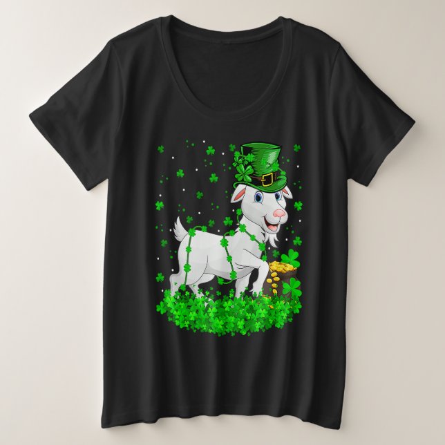 Camiseta Irish Shamrock Leprechaun Goat St Patrick's Day (Frente do Design)