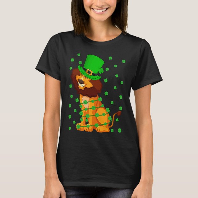 Camiseta Irish Shamrock Leprechaun Lion St Patrick's Day (Frente)