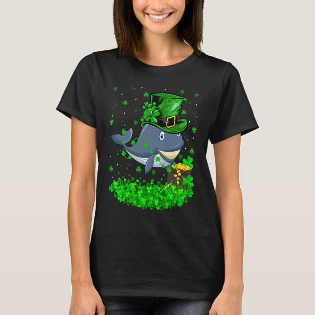 Camiseta Irish Shamrock Leprechaun Whale St Patrick's Day (Frente)