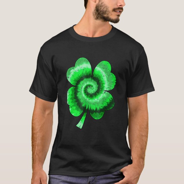 Camiseta Irish Shamrock Tie Dye Happy Dia de São Patrício G (Frente)