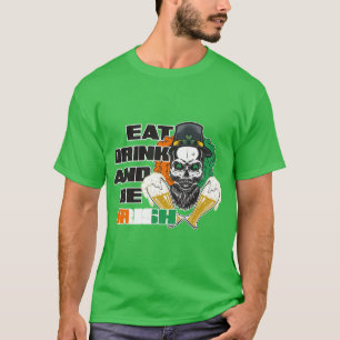 Camiseta Irish Skull Leperchan bebendo Cerveja