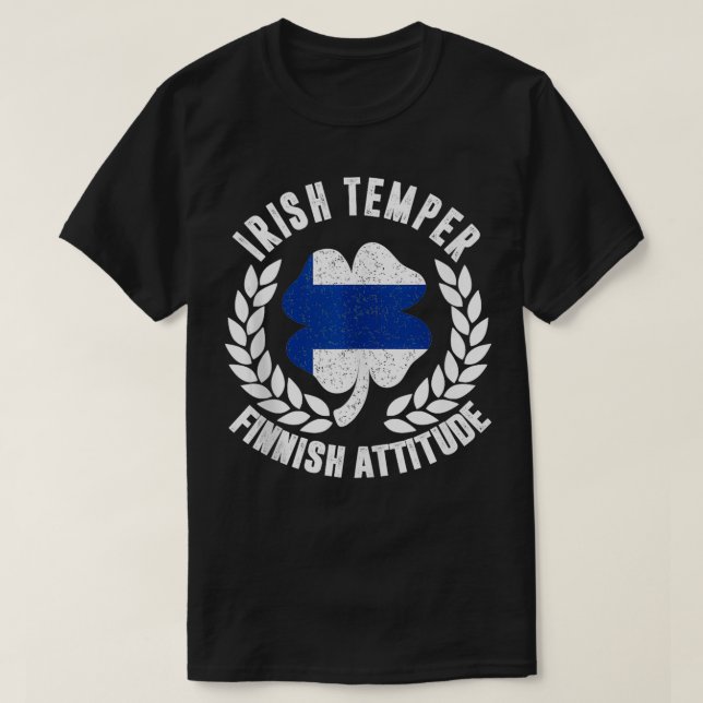 Camiseta Irish Temper - Finlândia Attitude Flag St Patricks (Frente do Design)