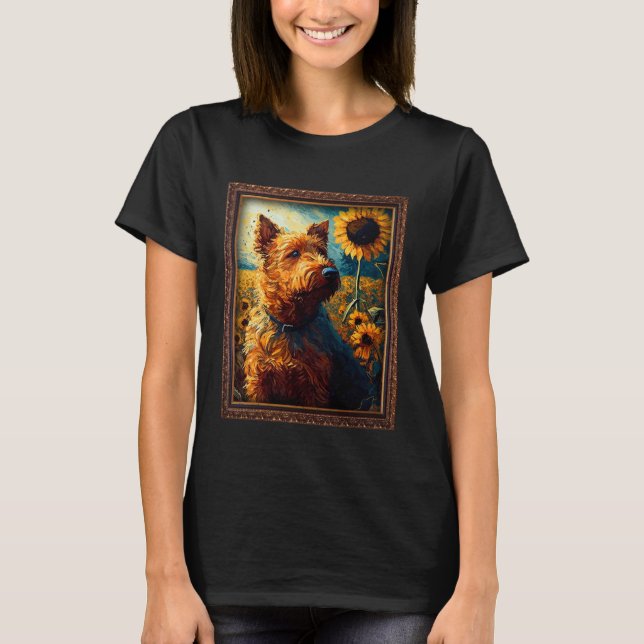 Camiseta Irish Terrier Painting Sunflower Flower Mom Women  (Frente)