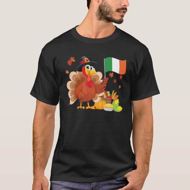 Camiseta Irlanda Bandeira Ação de Graças Família Irlandesa  (Frente)