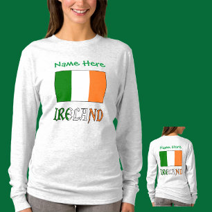 Camiseta Irlanda e Bandeira Irlandesa com Personalização Ve