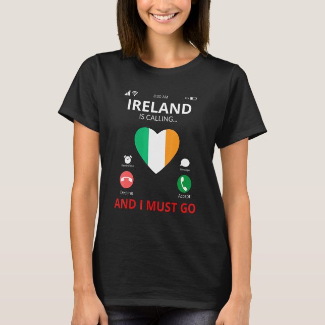 Camiseta Irlanda Está Chamando - Irlanda Flag (Frente)