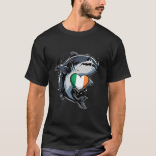 Camiseta Irlanda Tubarão Coração Raízes Irlandesas Bandeira