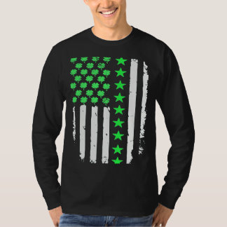 Camiseta Irlandês Americano Bandeira dos EUA Dia da Patty p