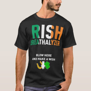 Camiseta Irlandês Breathalyzer Blow Here Rua. Dia de Patric