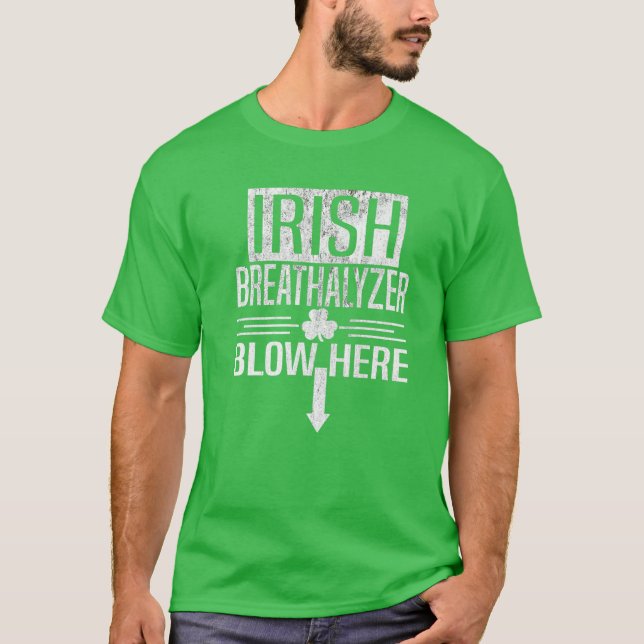 Camiseta Irlandês Breathalyzer Dia de São Patrício Humor Hu (Frente)
