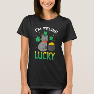 Camiseta Irlandês Cat Leprechaun Eu sou Feline Lucky Cat Ru
