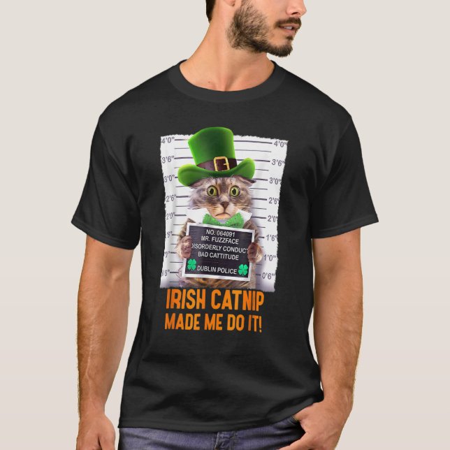 Camiseta Irlandês "Catnip Meid Meid" Faz Um Dia de São Patr (Frente)