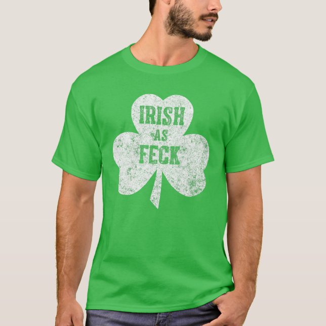 Camiseta Irlandês Como Feck Shamrock Saint Patricks Dia Eng (Frente)