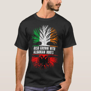 Camiseta Irlandês Crescido Com Bandeira Albanesa Roots Irla