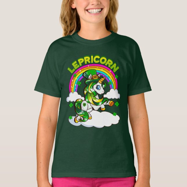 Camiseta Irlandês de Lepricorn do unicórnio do Dia de São (Frente)